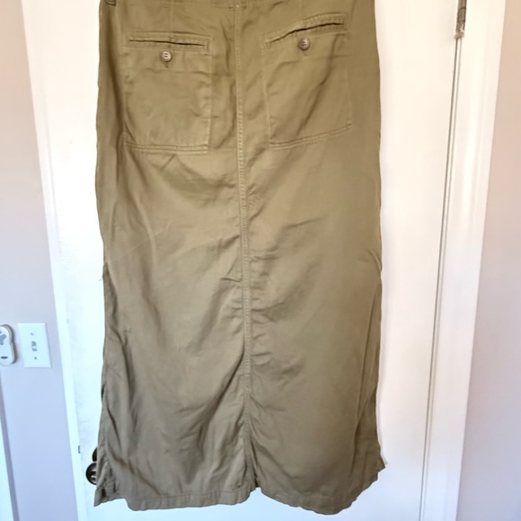 Free People Chino Maxi Skirt Olive Green 12 - Picture 3 of 4